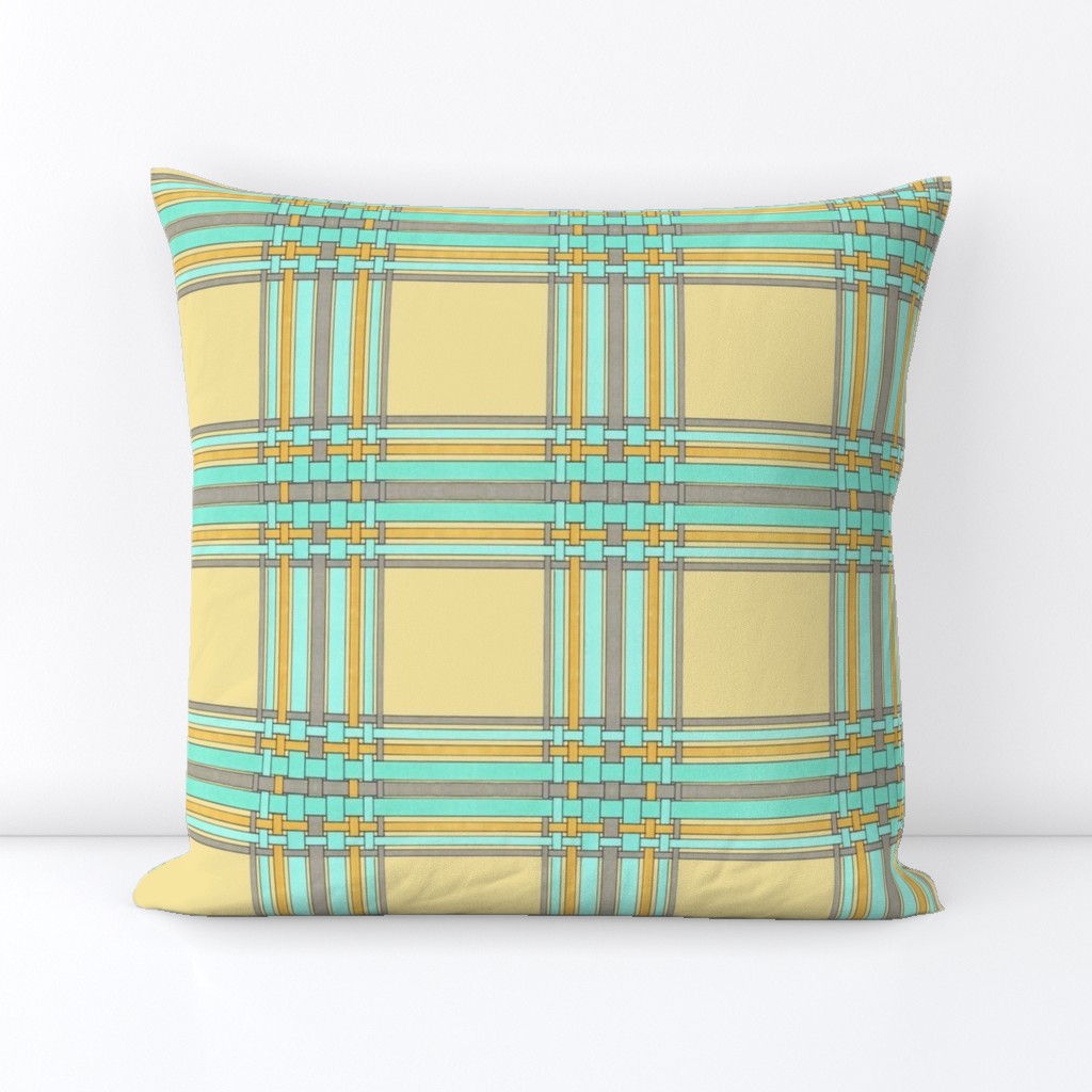 Aqua Plaid on Yellow