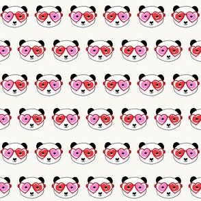 1" panda valentines day panda pattern fabric - panda fabric, valentines day panda - cream