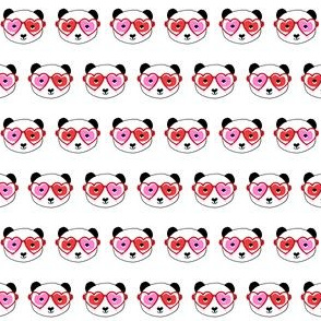 1" panda valentines day panda pattern fabric - panda fabric, valentines day panda - white