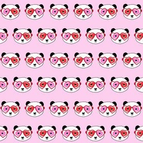 1" panda valentines day panda pattern fabric - panda fabric, valentines day panda - pastel pink