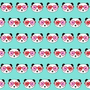 1" panda valentines day panda pattern fabric - panda fabric, valentines day panda - candy mint