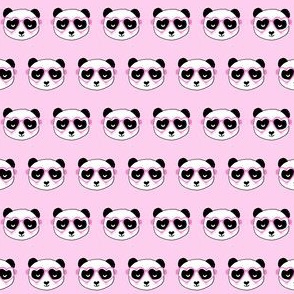 1" panda valentines day panda pattern fabric - panda fabric, valentines day panda - pink