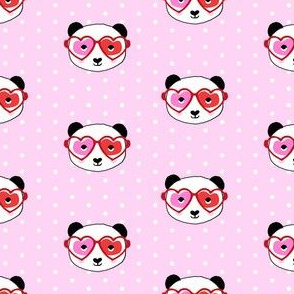 panda valentines fabric - sweet dots fabric - panda valentines day fabric, cute valentines day design - pink dots