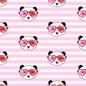 panda valentines fabric - sweet dots fabric - panda valentines day fabric, cute valentines day design - pink stripe