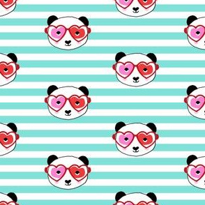 panda valentines fabric - sweet dots fabric - panda valentines day fabric, cute valentines day design - candy mint stripe