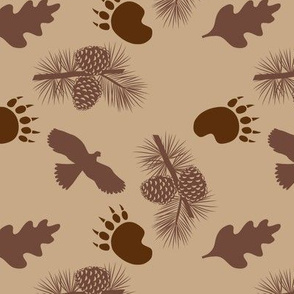 Bear Paw Hawk Pine Cones Tan Large