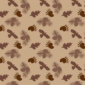 Bear Paw Hawk Pine cones Tan Small