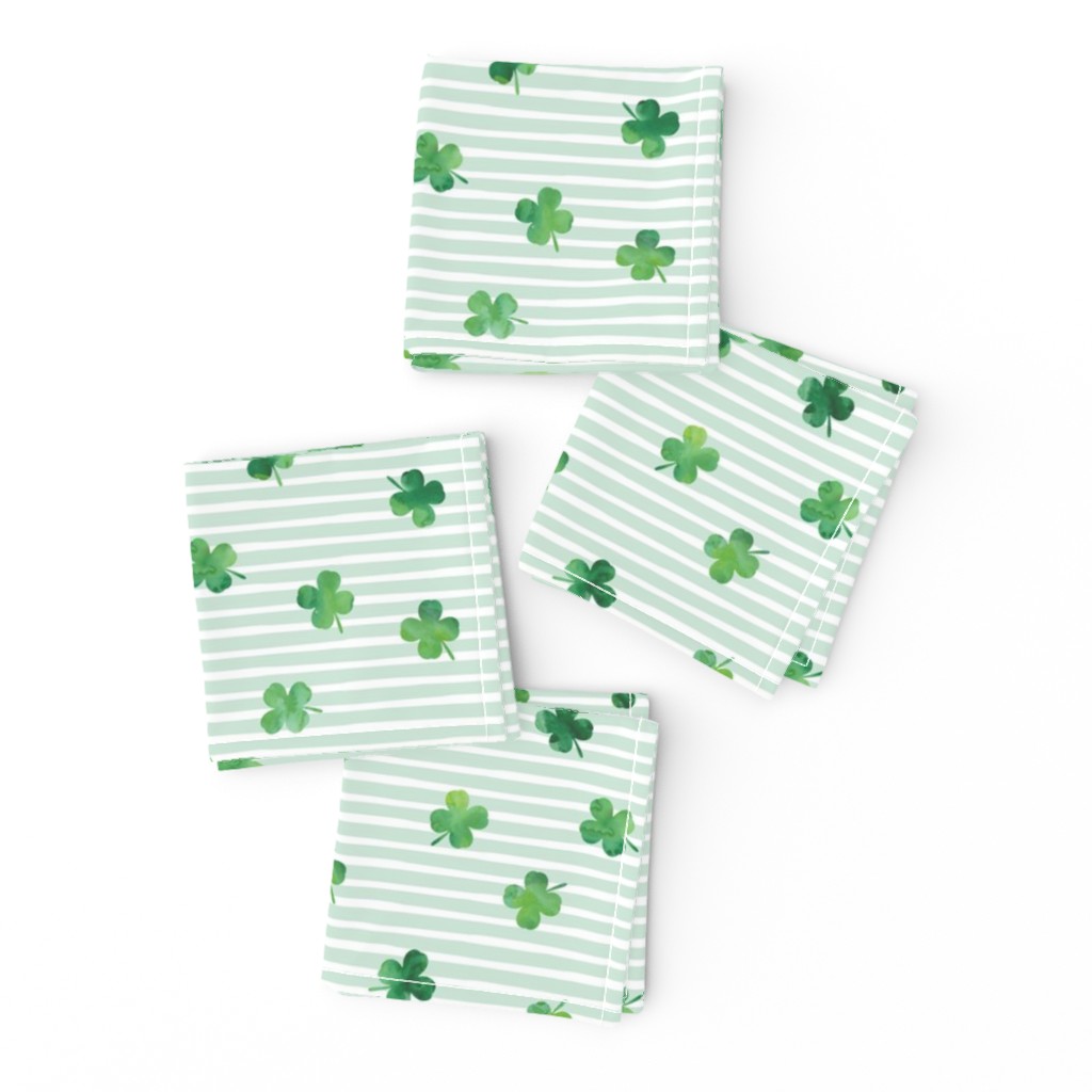 Four leaf Clover - shamrocks - st patricks day - good luck mint stripes