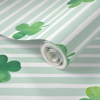 Four leaf Clover - shamrocks - st patricks day - good luck mint stripes