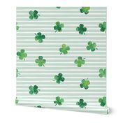 Four leaf Clover - shamrocks - st patricks day - good luck mint stripes