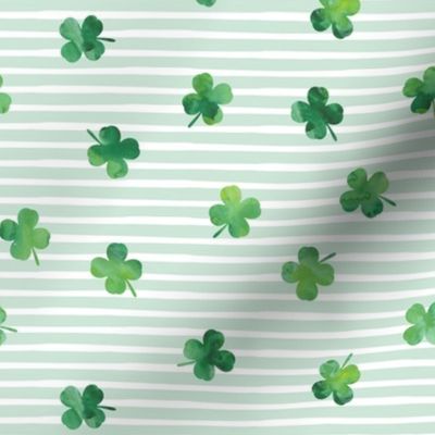 Four leaf Clover - shamrocks - st patricks day - good luck mint stripes