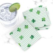 Four leaf Clover - shamrocks - st patricks day - good luck mint stripes