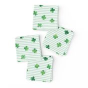 Four leaf Clover - shamrocks - st patricks day - good luck mint stripes