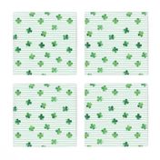 Four leaf Clover - shamrocks - st patricks day - good luck mint stripes