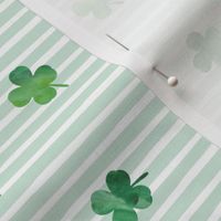 Four leaf Clover - shamrocks - st patricks day - good luck mint stripes