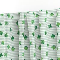 Four leaf Clover - shamrocks - st patricks day - good luck mint stripes