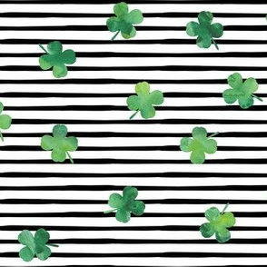 shamrocks - st patricks day - good luck green on black stripes