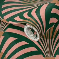 Art deco pink and green fans