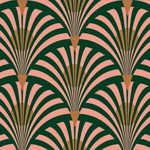 Art deco pink and green fans