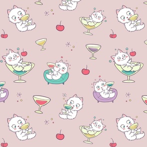 Retro kitty martini pink pattern