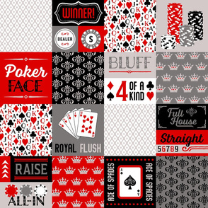 Poker Cheater Quilt in Red & Grey