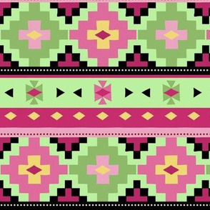 Woven Blanket / Pink - Green 