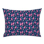 Pink and Navy blue baby girl nursery fabric - whale nursery design by andrea