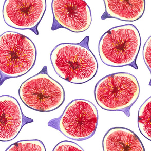 Fig slices watercolor pattern