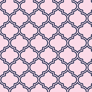Moroccan Ogee Tile Pattern Blush//Navy