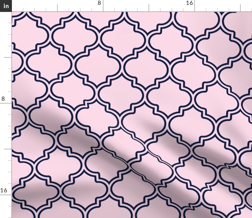 Moroccan Ogee Tile Pattern Blush//Navy