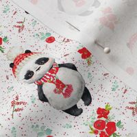 4" Red Floral Panda Red Dots