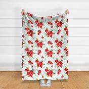 21" Red Winter Watercolor Florals White