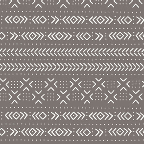 Mudcloth dark grey ivory extra large