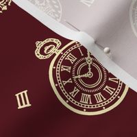 Burgundy Pocketwatch, Crown and Keys Maroon + Cream
