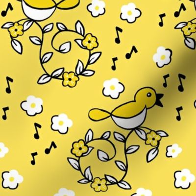 Summer Song / Yellow /franbail birds, music notes  