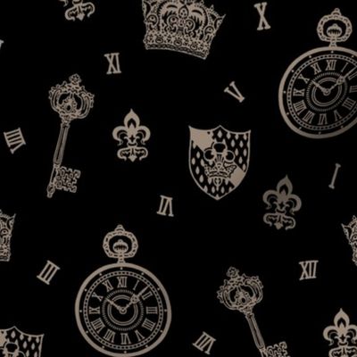 Antique Pocketwatches, Crowns &  Keys Black + Grey