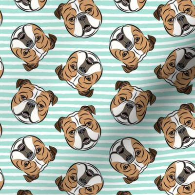 Bulldogs - Toss on Teal Stripes -British bulldog English Bulldog Dog Breed