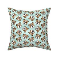 Bulldogs - Toss on Teal Stripes -British bulldog English Bulldog Dog Breed