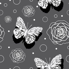 Butterflies and Roses -Butterfly Garden, repeat pattern