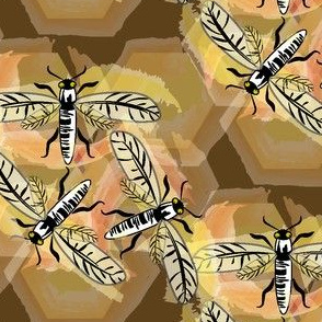 Honeycomb Bees on Brown