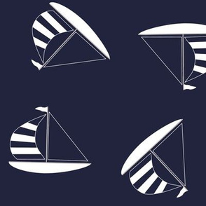 Nautical sailing boats white on blue