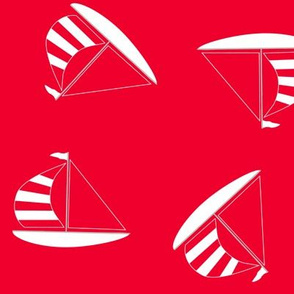 Nautical sailing boats white on red