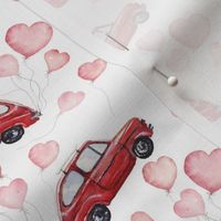 4" Red Vintage Car with Heart Balloons