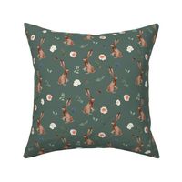 8" Boho Woodland Bunnies // Corduroy Green