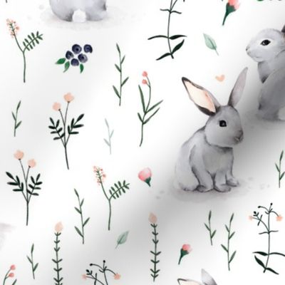 Meadow Bunnies - Watercolor BIG