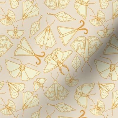 Vintage Moths: Gold on Cream