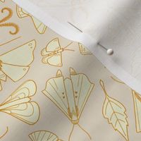 Vintage Moths: Gold on Cream