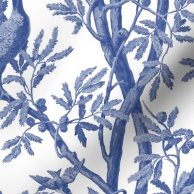 Golden Pheasants Chinoiserie Toile ~  Willow Ware Blue and White  