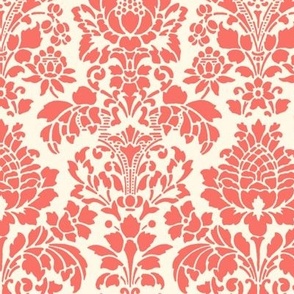 Balmoral Damask ~ Coral Reef and Cosmic Latte  