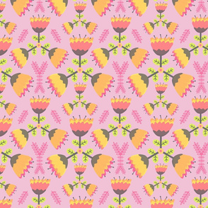 Scandinavian Floral Windmills on Pink